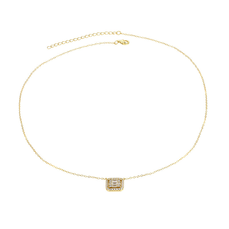 KEEGAN - Illusion Halo Baguette Necklace