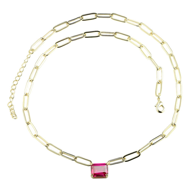 SCARLETT - Petite Solitaire Paperclip Necklace