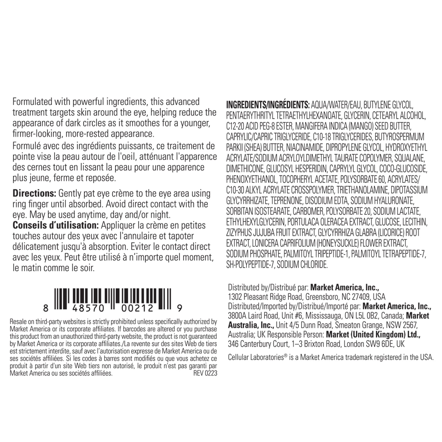 Cellular Laboratories® De-Aging Eye Creme