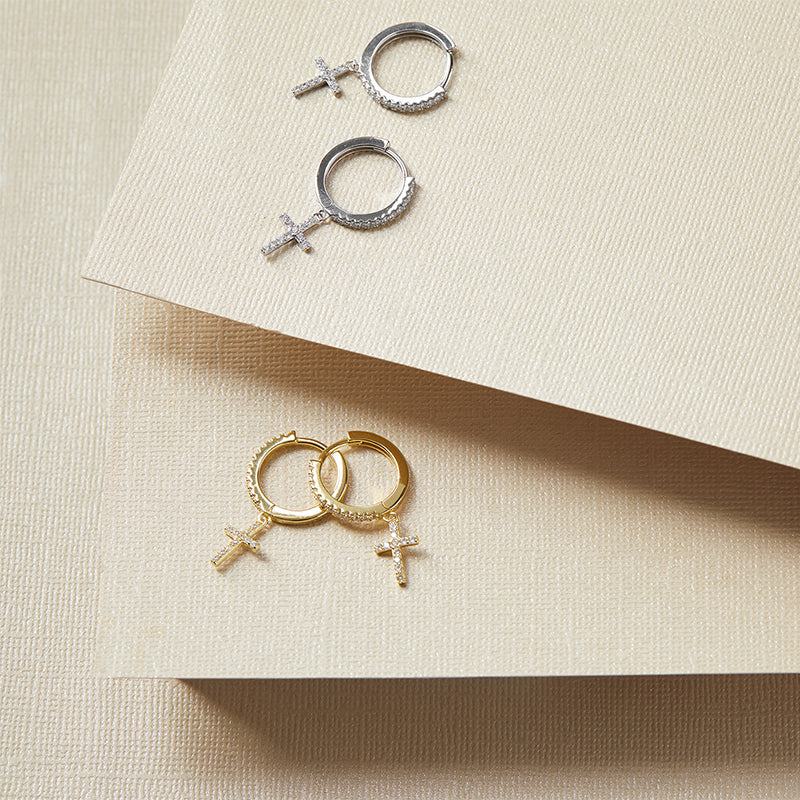 BRANDI - 十字架開合式圈形耳環