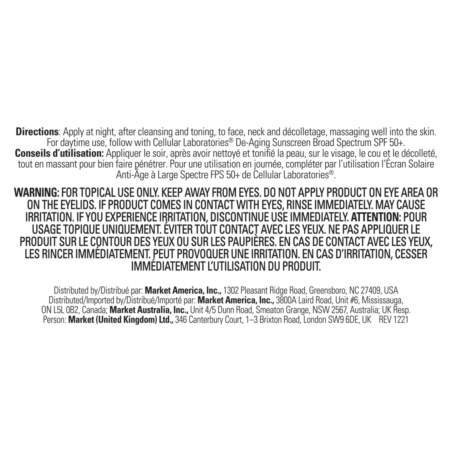 Cellular Laboratories® De-Aging Crème