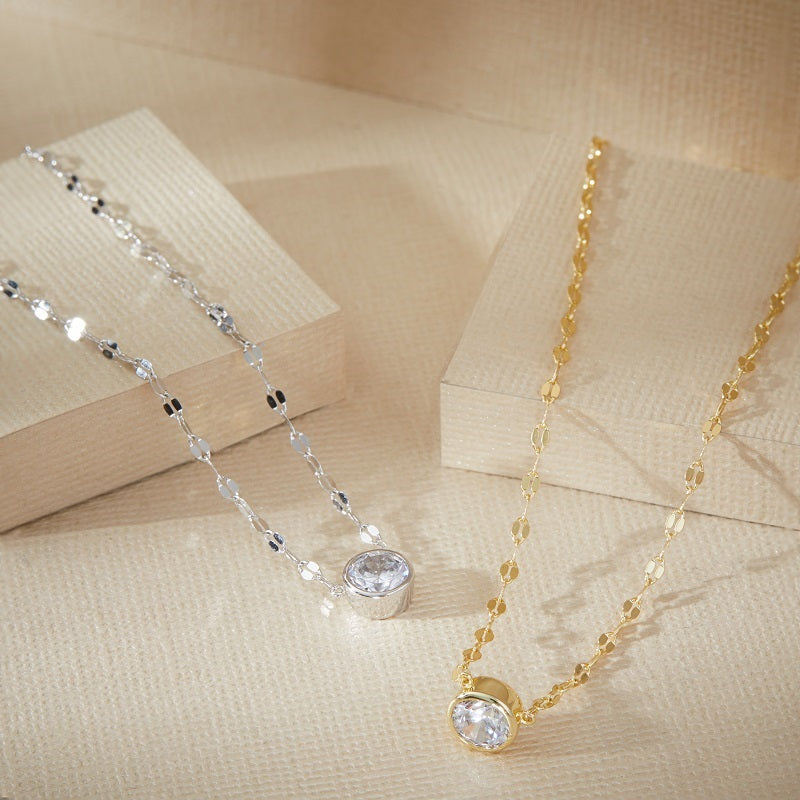 KATIE - Textured Solitaire Necklace