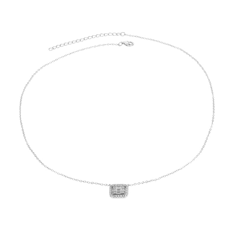 KEEGAN - Illusion Halo Baguette Necklace