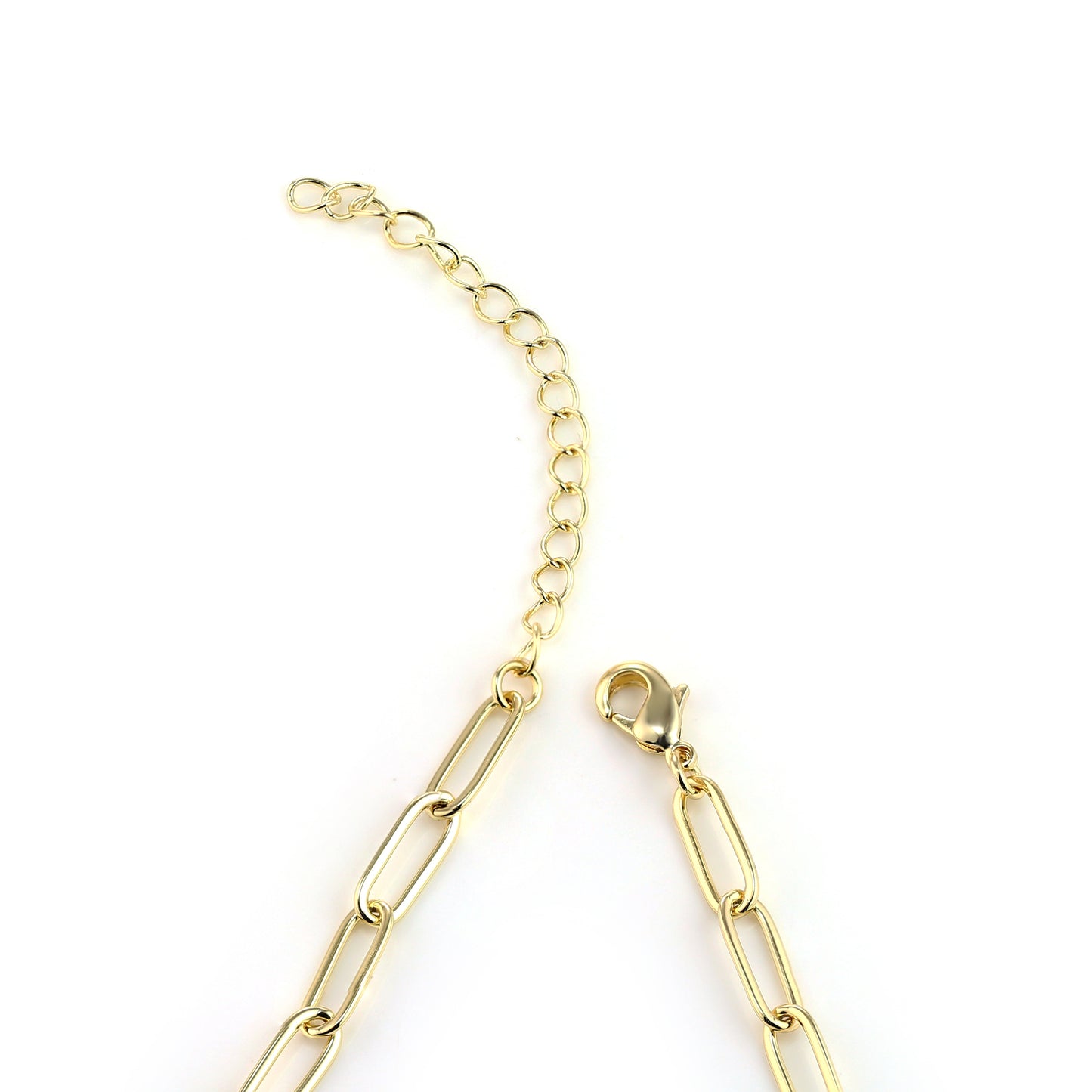 MARIA - Paperclip Necklace With Pave Oval Link