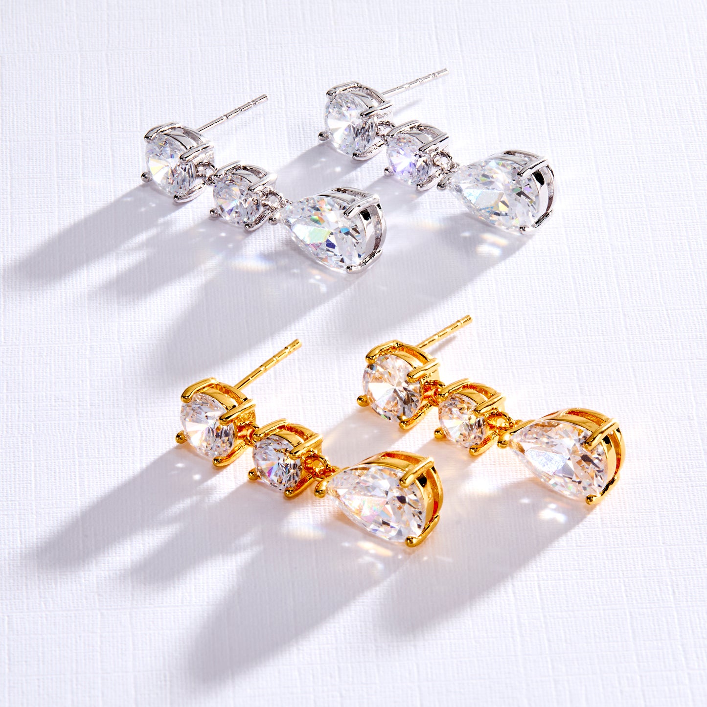 CLARA – Three Stone Drop Earrings