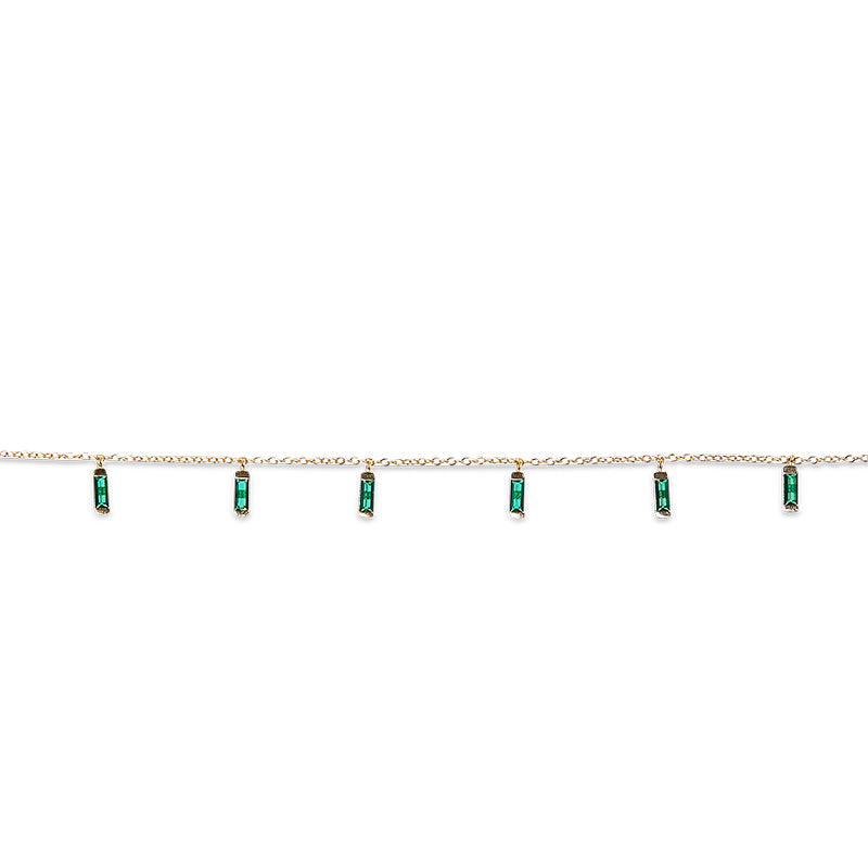 CARYN - Emerald Green Baguette Drop Necklace