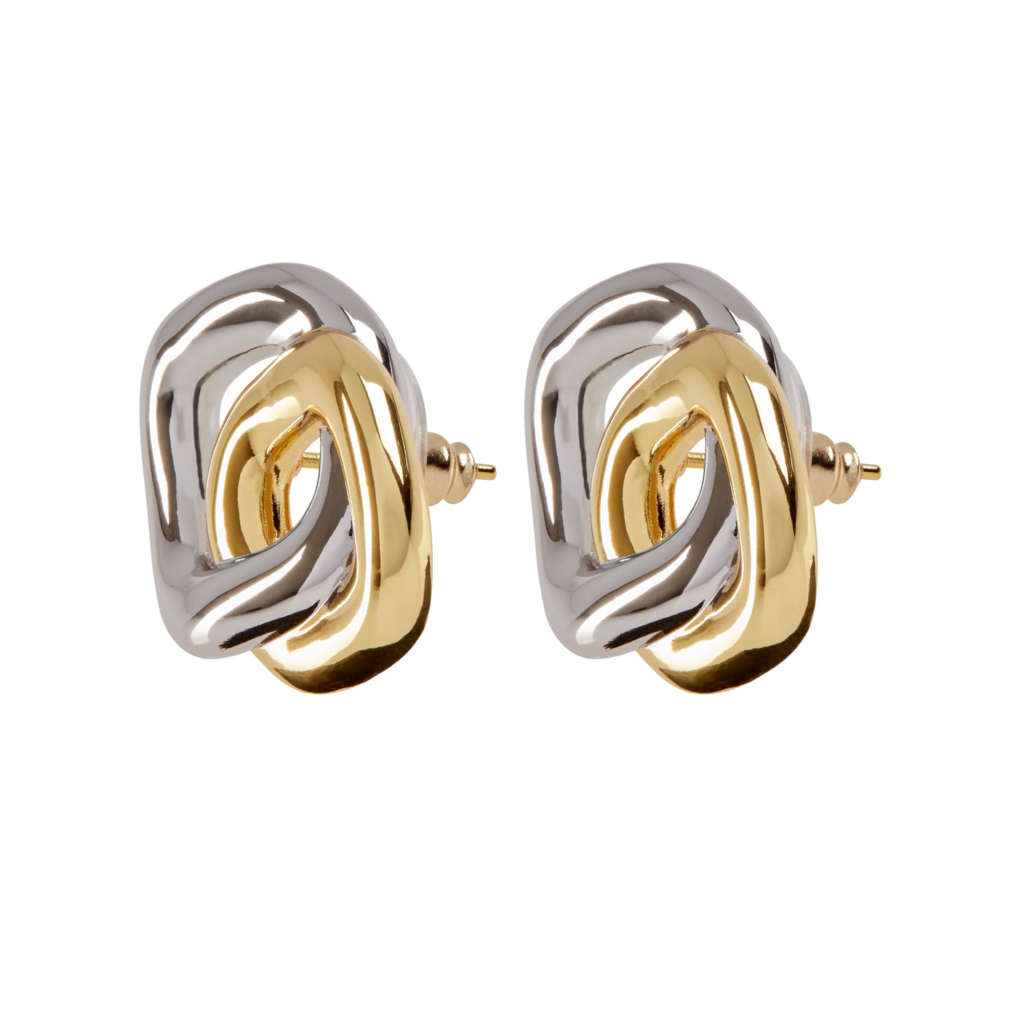KYLIE – Two-Tone Double Square Earrings