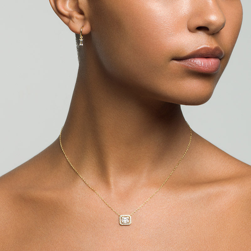 KEEGAN - Illusion Halo Baguette Necklace