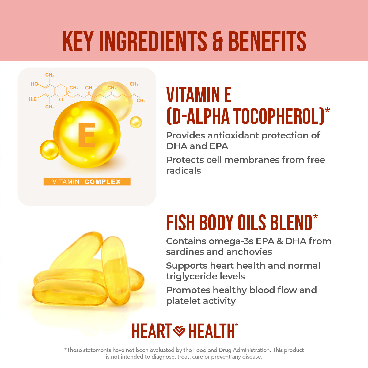 Heart Health™ Essential Omega III Fish Oil with Vitamin E