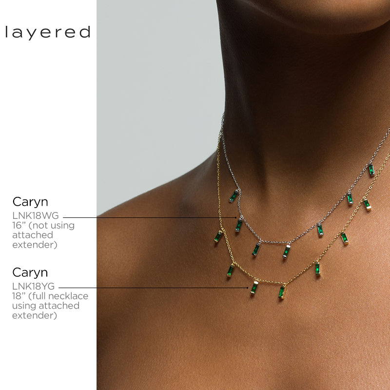 CARYN - 祖母綠長方鑽垂墜項鍊