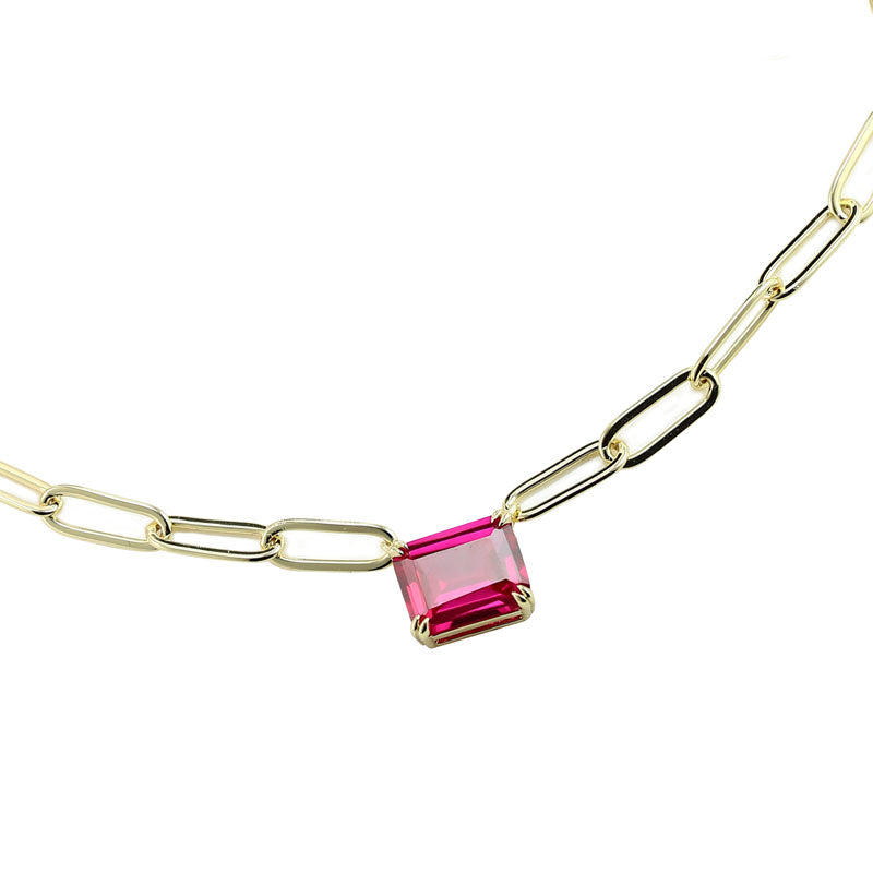 SCARLETT - Petite Solitaire Paperclip Necklace