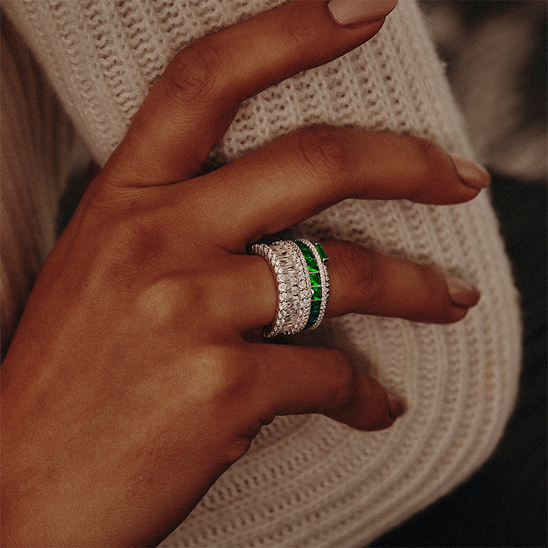 AMBER - Emerald Cut Eternity Band