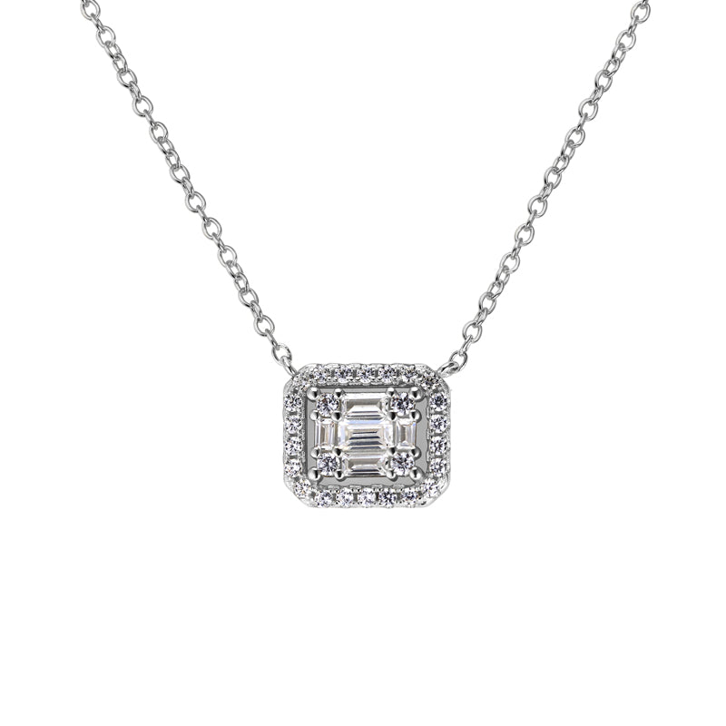KEEGAN - Illusion Halo Baguette Necklace