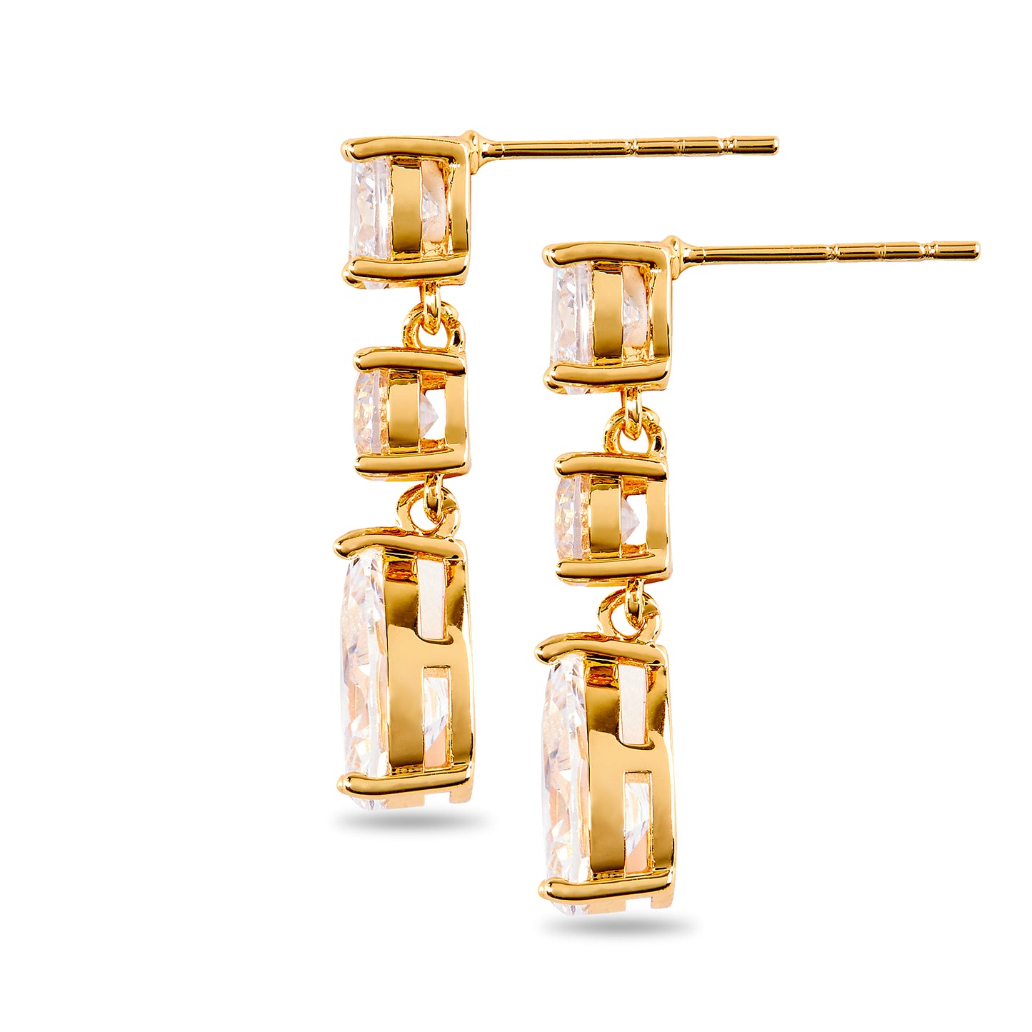CLARA – Three Stone Drop Earrings
