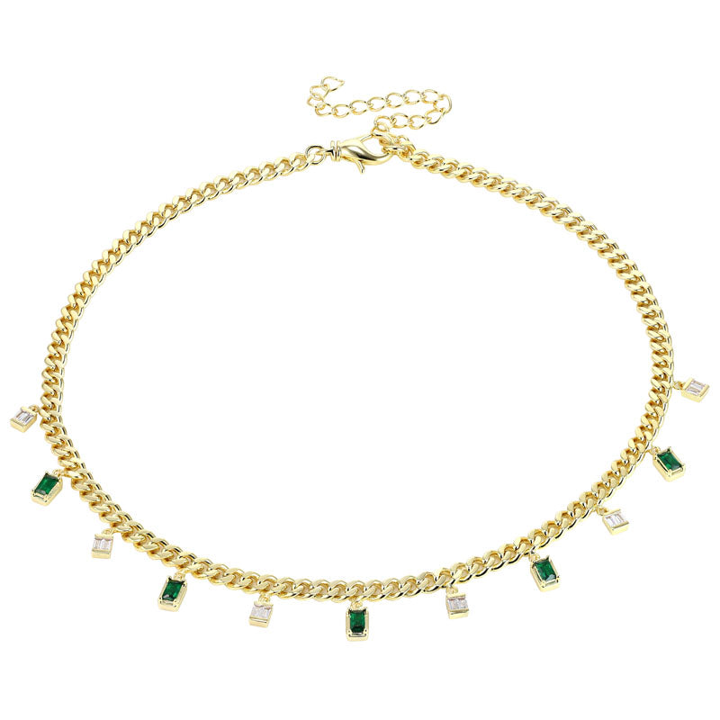 SERENA - Baguette Drop Link Necklace
