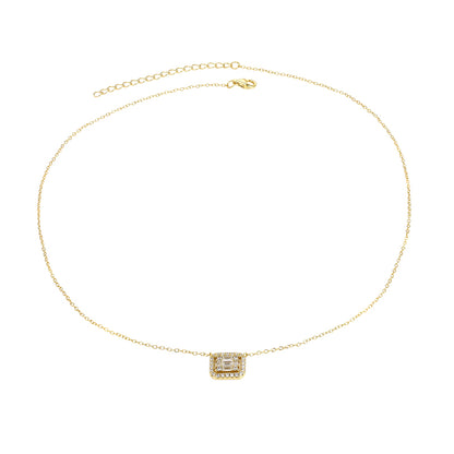 KEEGAN - Illusion Halo Baguette Necklace