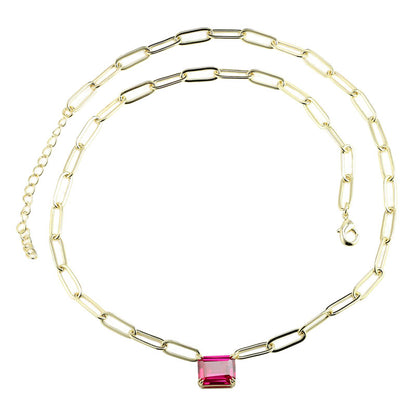 SCARLETT - Petite Solitaire Paperclip Necklace
