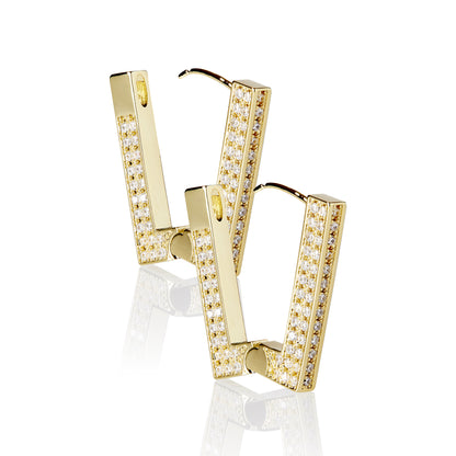 RUE – Pavé Rectangle Hoop Earrings