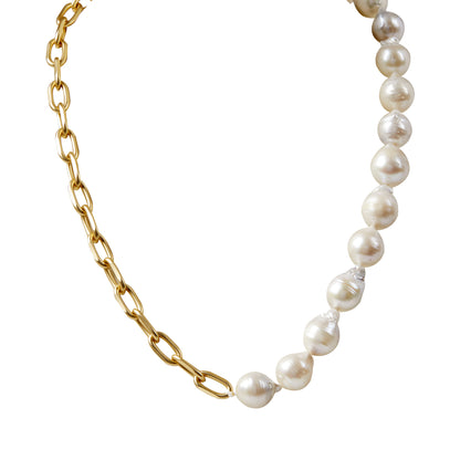 JANE – Freshwater Pearl and Paperclip Necklace