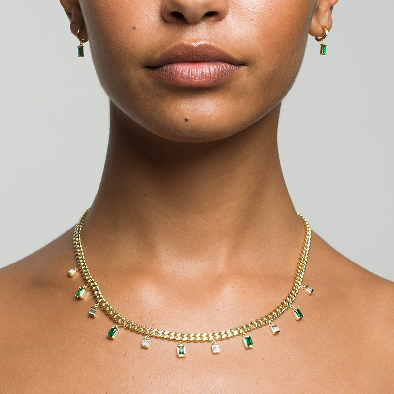 SERENA - Baguette Drop Link Necklace