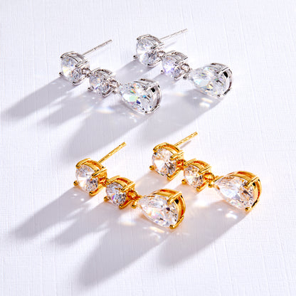 CLARA – Three Stone Drop Earrings