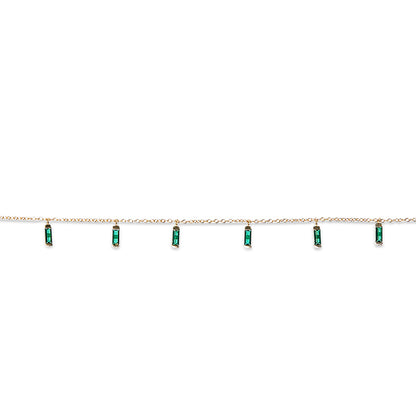 CARYN - Emerald Green Baguette Drop Necklace