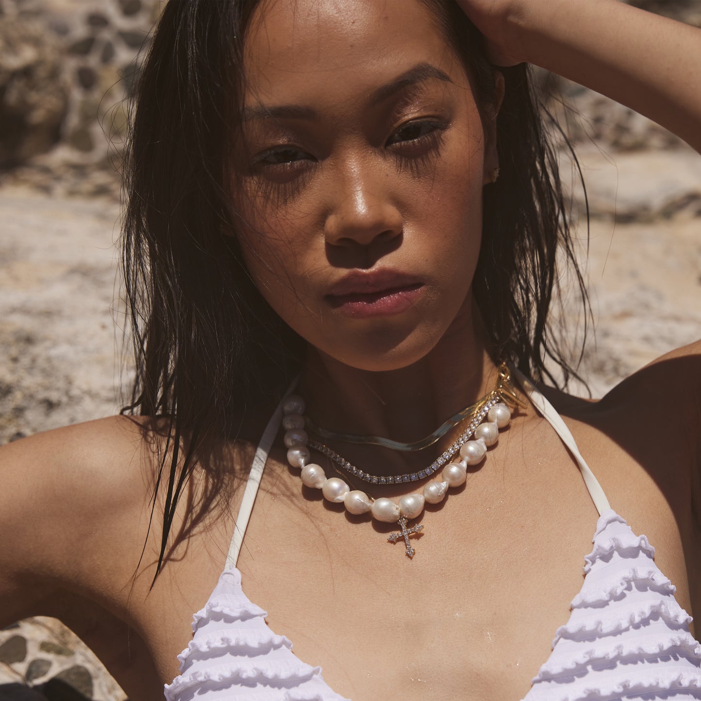 JANE – Freshwater Pearl and Paperclip Necklace