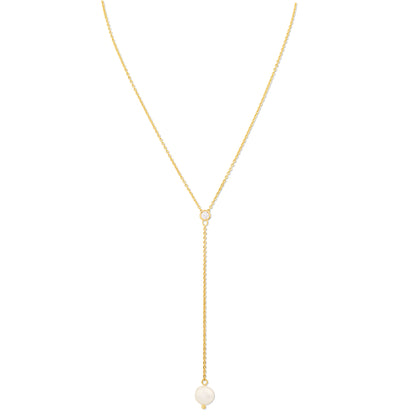 AVA – Dainty Freshwater Pearl Drop Lariat Necklace
