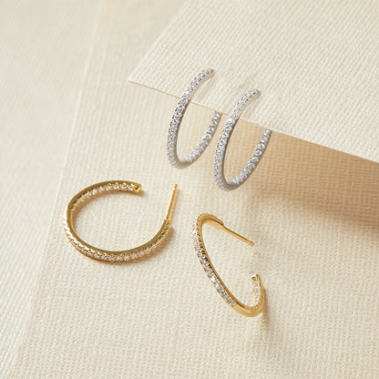 SOPHIE - Pave CZ Hoop Earrings- (SPECIAL)