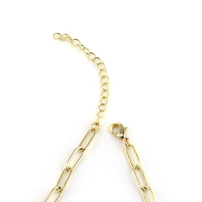 MARIA - Paperclip Bracelet With Pave Oval Link