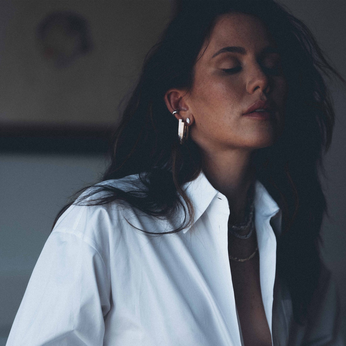 RUE – Pavé Rectangle Hoop Earrings