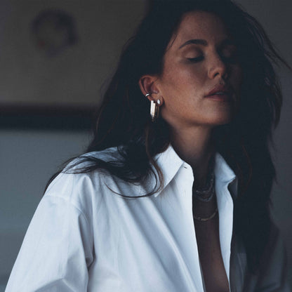 RUE – Pavé Rectangle Hoop Earrings