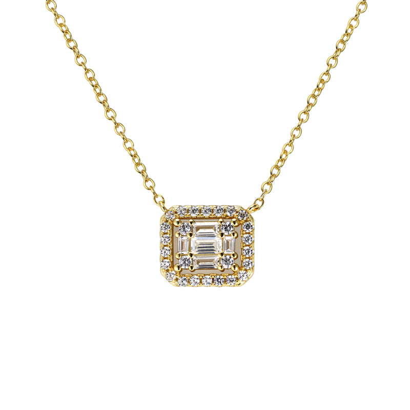 KEEGAN - Illusion Halo Baguette Necklace