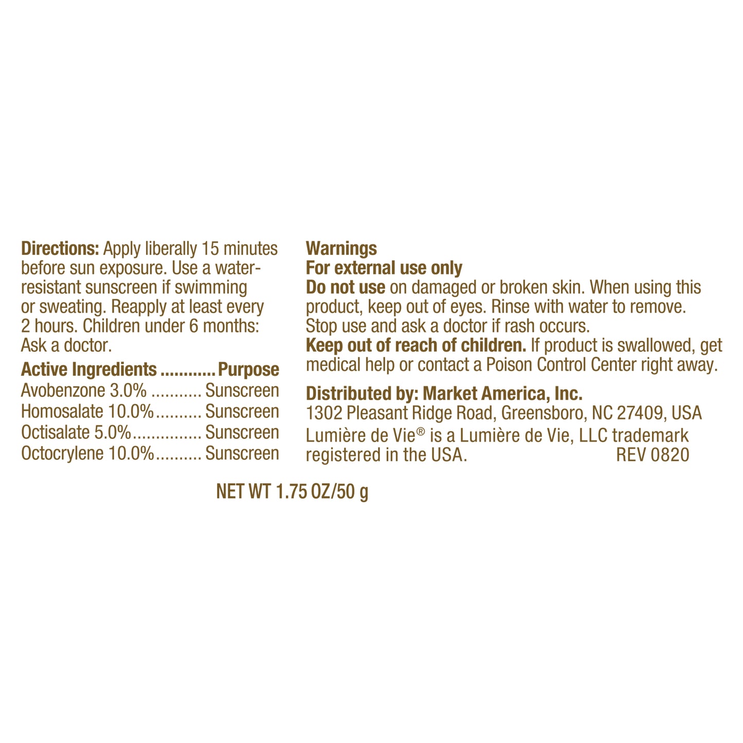 Lumière de Vie®極淨透白防曬乳SPF50
