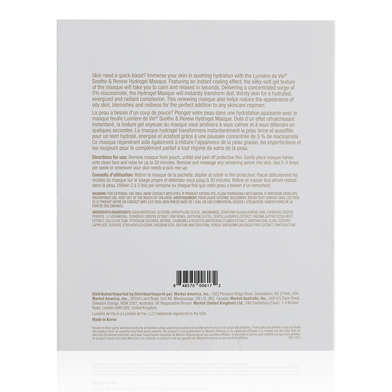 Lumière de Vie® Soothe & Renew Hydrogel Masque