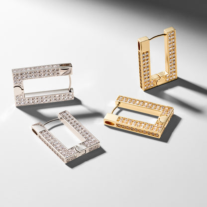 RUE – Pavé Rectangle Hoop EarRing (SPECIAL)