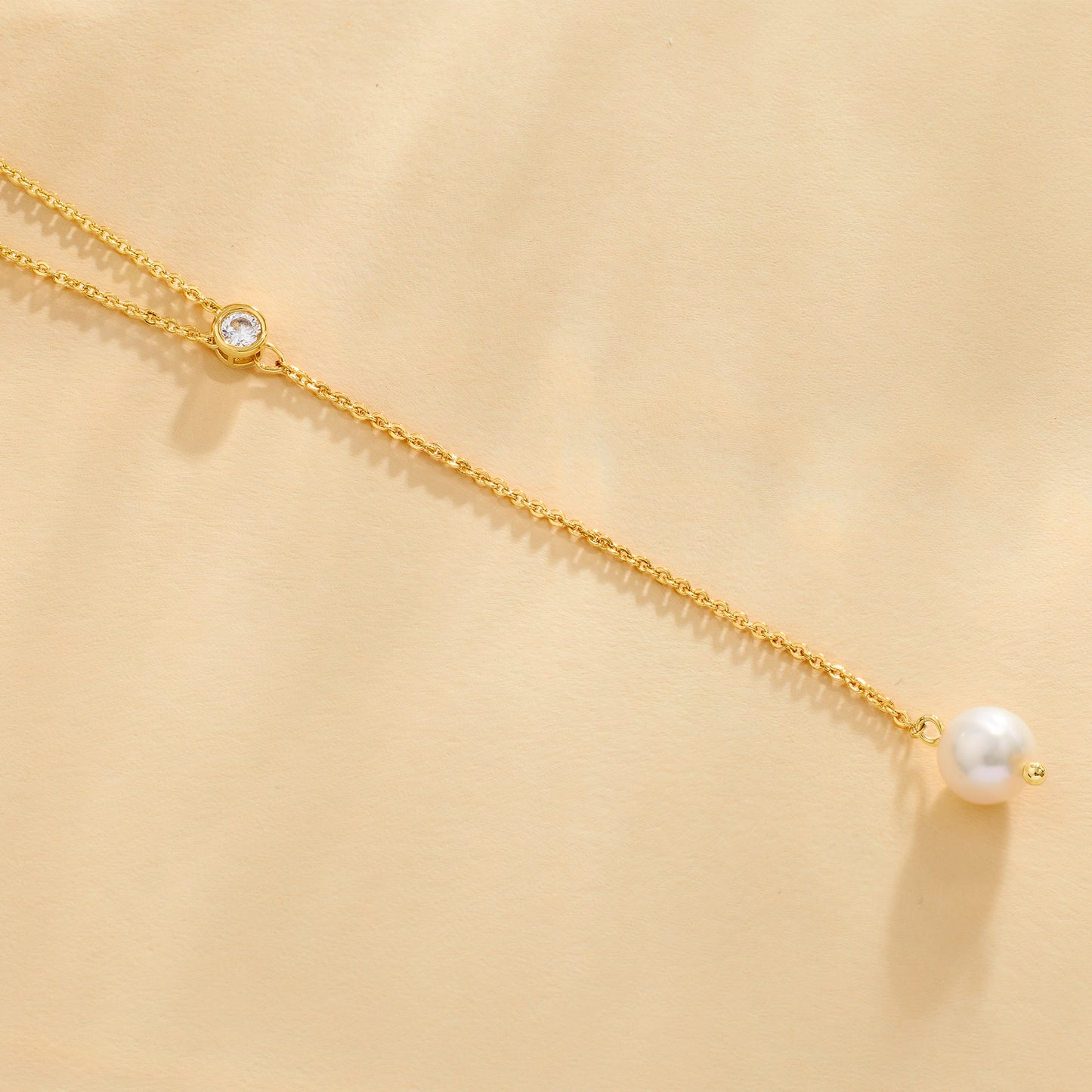 AVA – Dainty Freshwater Pearl Drop Lariat Necklace