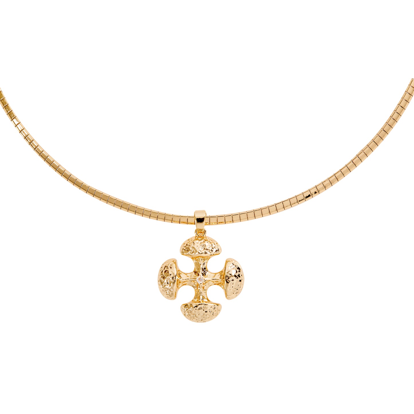 ANGELA – Hammered Cross Necklace