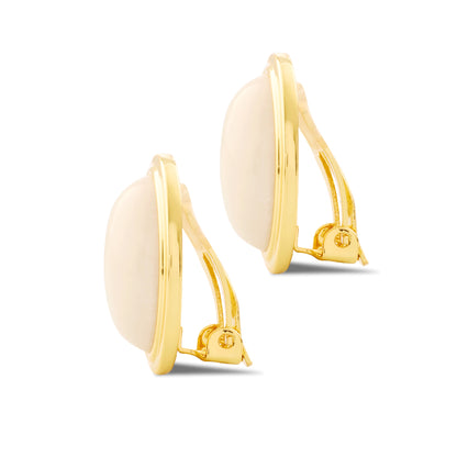MAEVE – Oval Cream Opal Clip-on Earrings