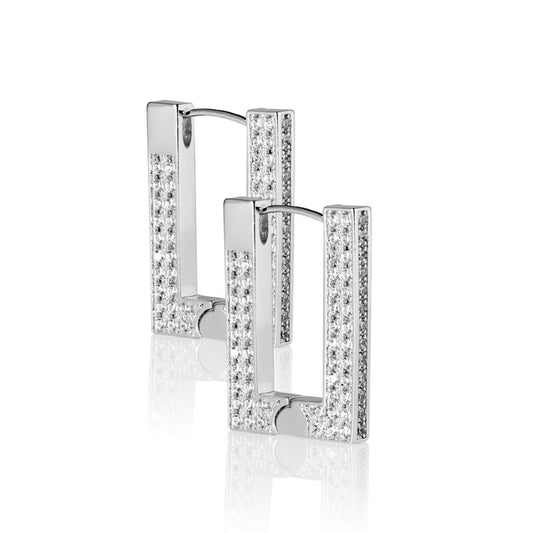 RUE – Pavé Rectangle Hoop EarRing (SPECIAL)