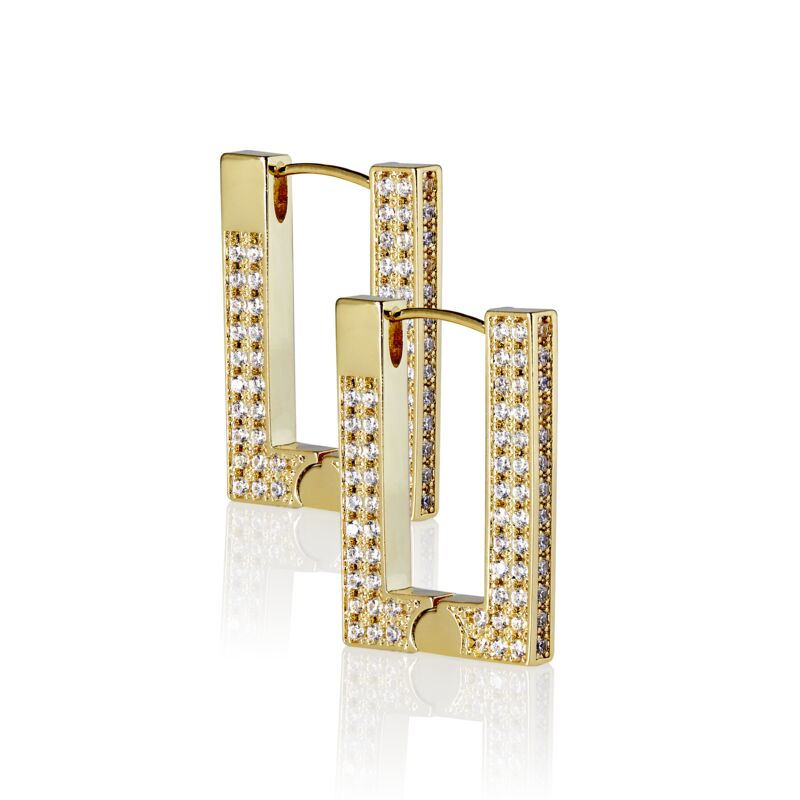 RUE – Pavé Rectangle Hoop EarRing (SPECIAL)