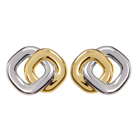 KYLIE – Two-Tone Double Square Earrings