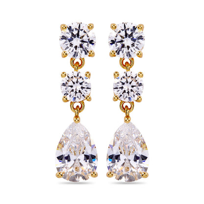 CLARA – Three Stone Drop Earrings