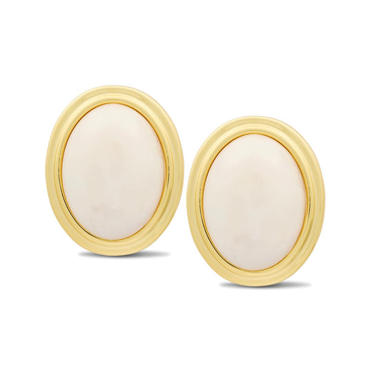 MAEVE – Oval Cream Opal Clip-on Earrings