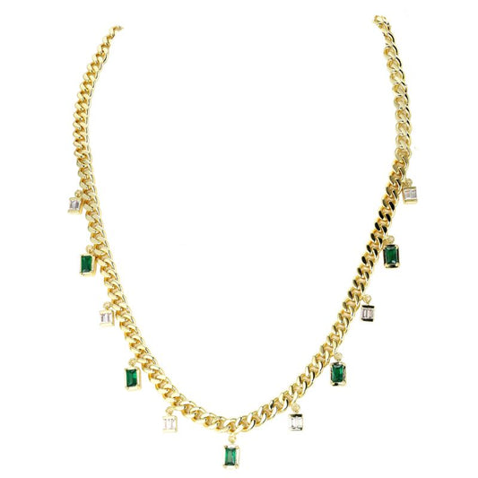 SERENA - Baguette Drop Link Necklace