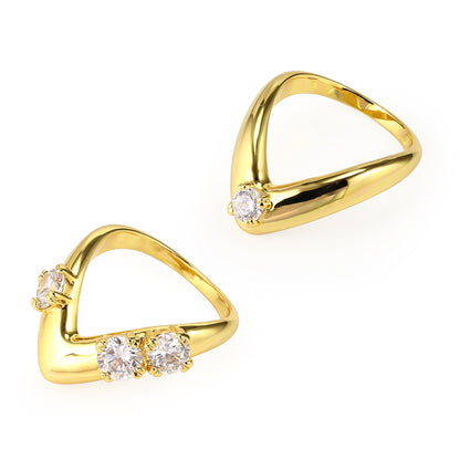 LEXI - V型爪鑲鑽雙戒組