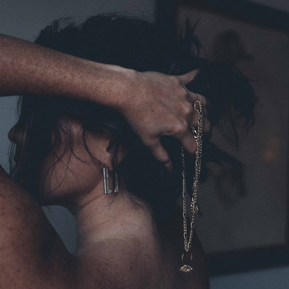 RUE – Pavé Rectangle Hoop Earrings