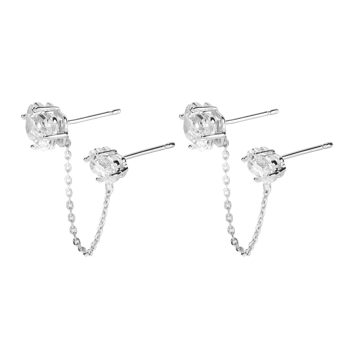 LORENA – Dual Stud Chain Earrings