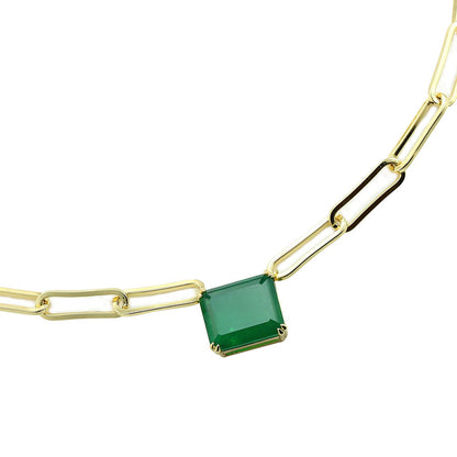 JADE - Solitaire Paperclip Necklace