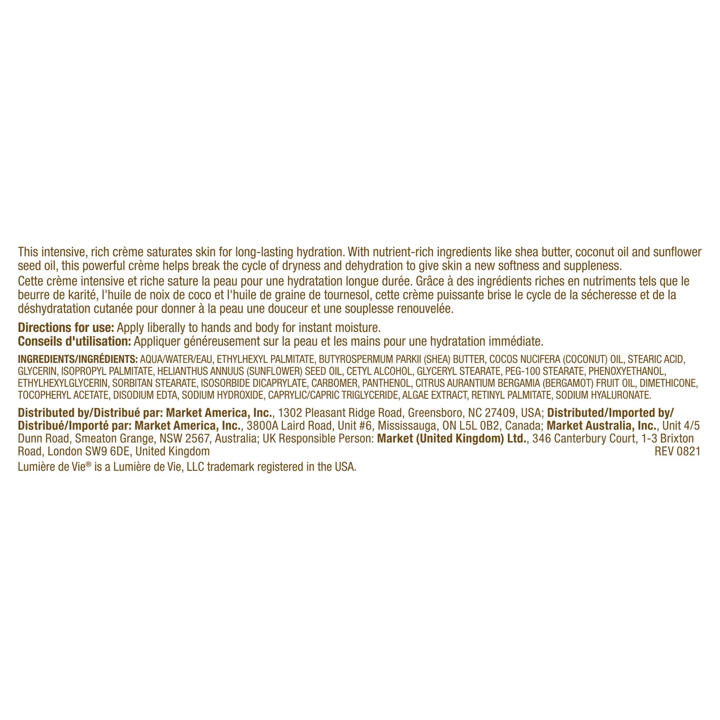 Lumière de Vie® Intensive Hand & Body Crème